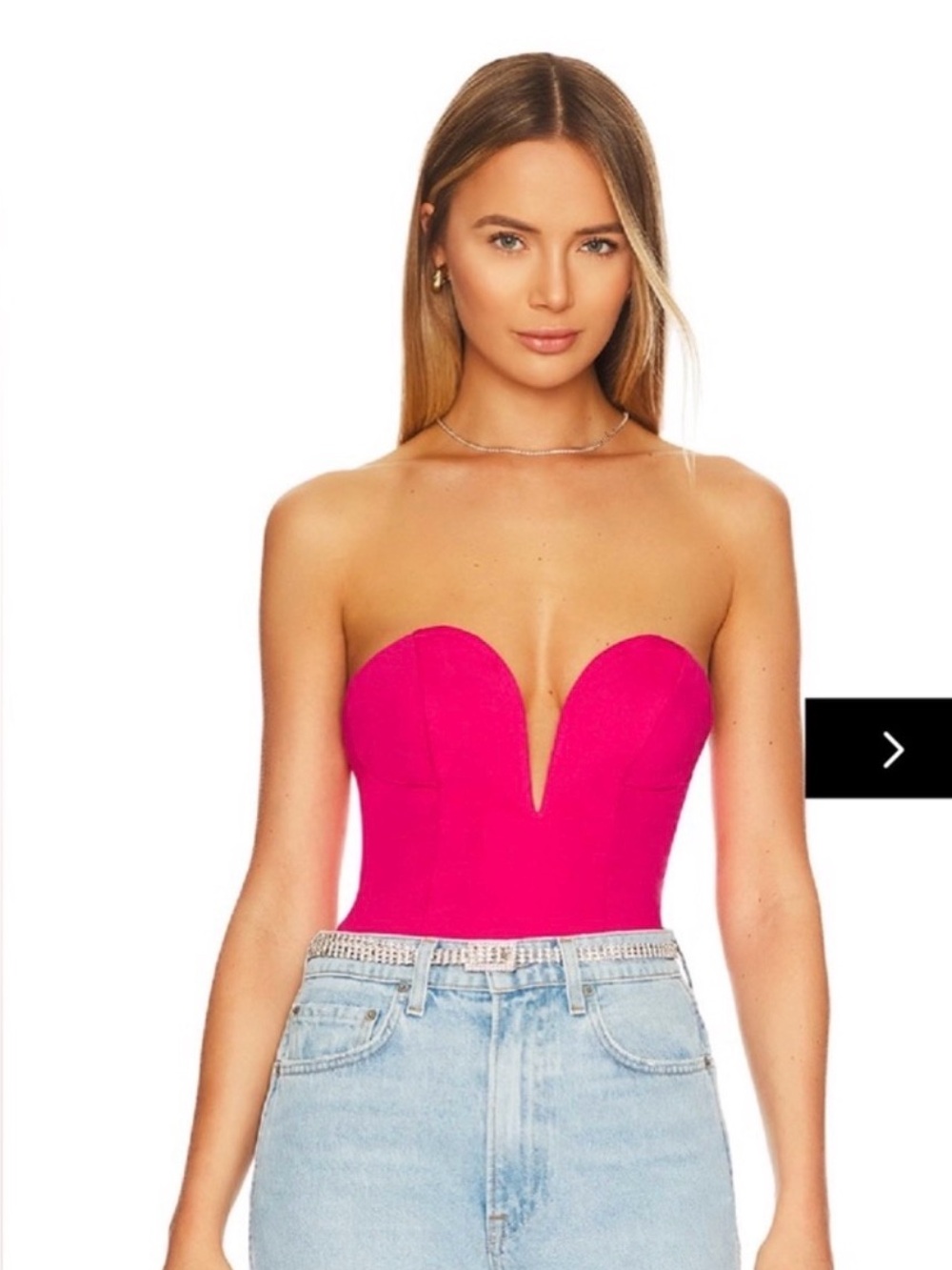 NWT Superdown Sweetheart Gianna Hot Pink Bodysuit Body Suit Leotard Top Shirt